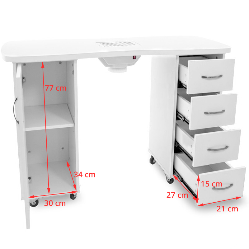 Mаса за маникюр с прахоуловител 2027 Бял two cabinets,4,LilaCare Bulgaria