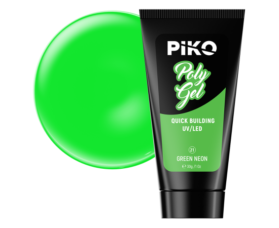 Полигел PIKO polygel color 30 гр 21 Green Neon,1,LilaCare Bulgaria