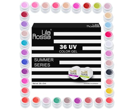 Комплект за изграждане на нокти с гел, Lila Rossa NailSchool с лампа sunone led uv + 36 цветни гела + ML804, комплект за маникюр,18,LilaCare Bulgaria