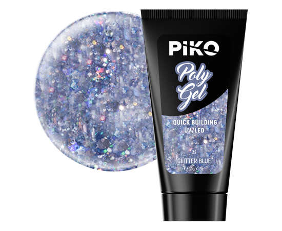 Полигел PIKO polygel color 30 гр 25 Glitter Blue,1,LilaCare Bulgaria