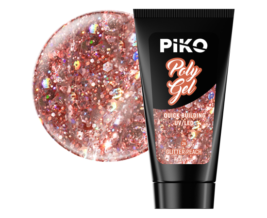 Полигел PIKO polygel color 30 гр 26 Glitter Peach,1,LilaCare Bulgaria