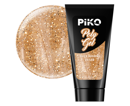 Полигел PIKO polygel color 30 гр 28 Glitter Gold,1,LilaCare Bulgaria