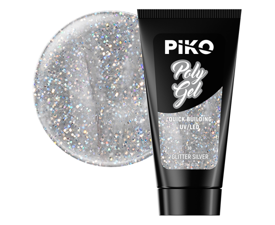 Полигел PIKO polygel color 30 гр 30 Glitter Silver,1,LilaCare Bulgaria