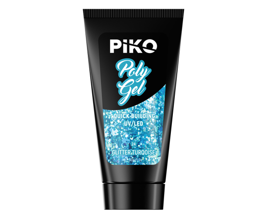 Полигел PIKO polygel color 30 гр 24 Glitter Turqoise,2,LilaCare Bulgaria