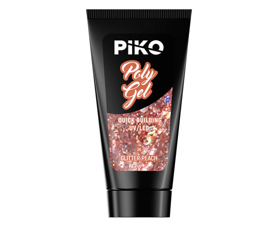 Полигел PIKO polygel color 30 гр 26 Glitter Peach,2,LilaCare Bulgaria