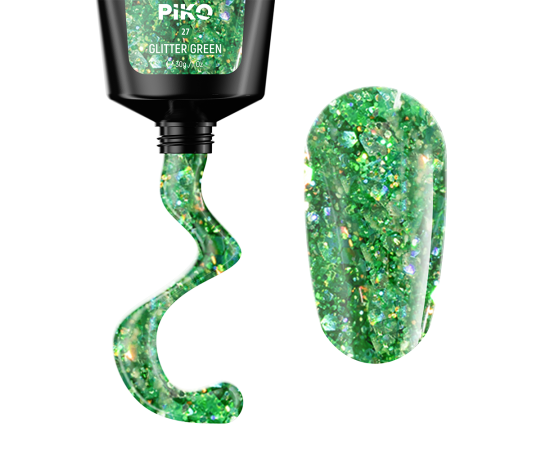 Полигел PIKO polygel color 30 гр 27 Glitter Green,1,LilaCare Bulgaria