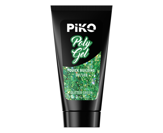 Полигел PIKO polygel color 30 гр 27 Glitter Green,2,LilaCare Bulgaria