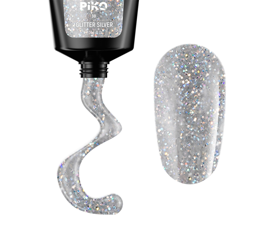 Полигел PIKO polygel color 30 гр 30 Glitter Silver,1,LilaCare Bulgaria