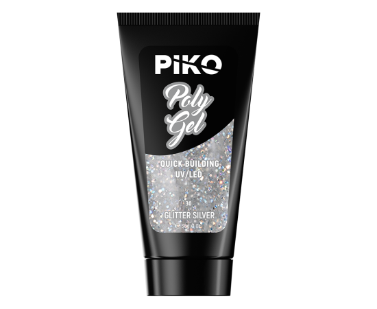 Полигел PIKO polygel color 30 гр 30 Glitter Silver,2,LilaCare Bulgaria