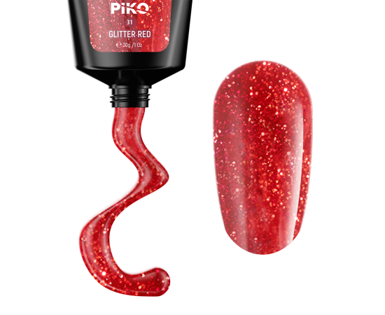 Полигел PIKO polygel color 30 гр 31 Glitter Red,1,LilaCare Bulgaria