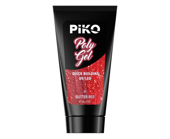 Полигел PIKO polygel color 30 гр 31 Glitter Red,2,LilaCare Bulgaria