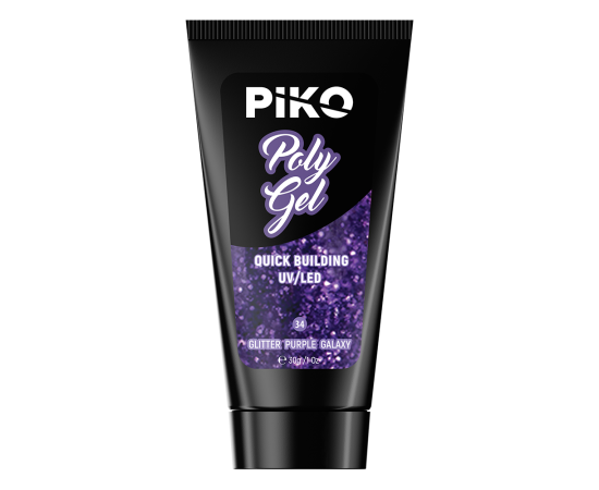 Полигел PIKO polygel color 30 гр 34 Glitter Purple Galaxy,2,LilaCare Bulgaria