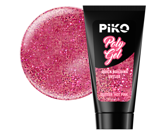 Полигел PIKO polygel color 30 гр 36 Glitter Hot Pink,1,LilaCare Bulgaria