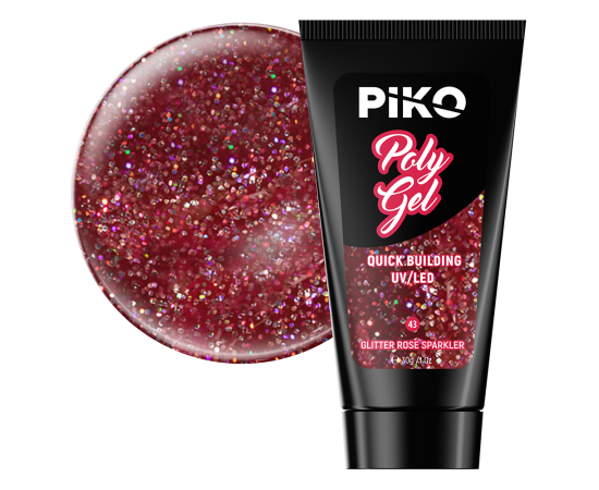 Полигел PIKO polygel color 30 гр 43 Glitter Rose Sparkler,1,LilaCare Bulgaria