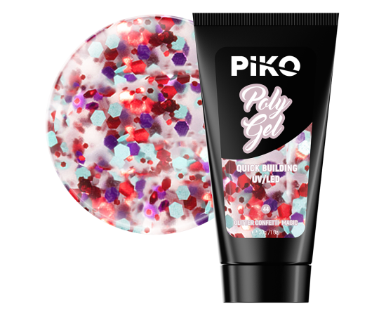 Полигел PIKO polygel color 30 гр 44 Glitter Confetti Magic,1,LilaCare Bulgaria