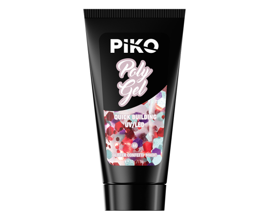 Полигел PIKO polygel color 30 гр 44 Glitter Confetti Magic,2,LilaCare Bulgaria