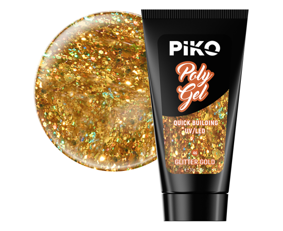 Полигел PIKO polygel color 30 гр 46 Glitter Gold,1,LilaCare Bulgaria