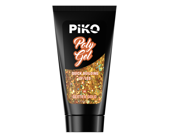 Полигел PIKO polygel color 30 гр 46 Glitter Gold,2,LilaCare Bulgaria