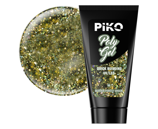 Полигел PIKO polygel color 30 гр 48 Glitter Forest Green,1,LilaCare Bulgaria