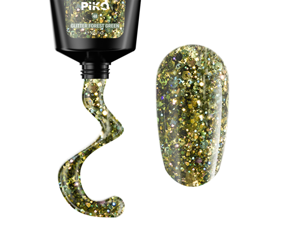 Полигел PIKO polygel color 30 гр 48 Glitter Forest Green,1,LilaCare Bulgaria