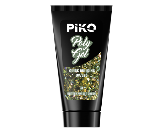 Полигел PIKO polygel color 30 гр 48 Glitter Forest Green,2,LilaCare Bulgaria