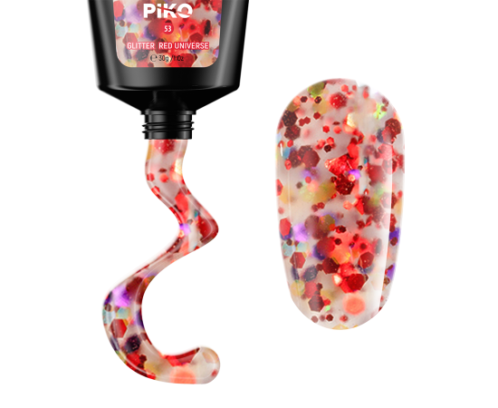 Полигел PIKO polygel color 30 гр 53 Glitter Red Universe,1,LilaCare Bulgaria