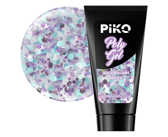 Полигел PIKO polygel color 30 гр 54 Glitter Purple Teal,1,LilaCare Bulgaria