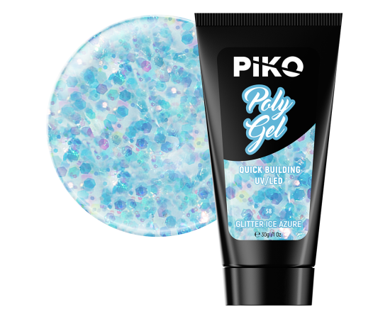 Полигел PIKO polygel color 30 гр 58 Glitter Ice Azure,1,LilaCare Bulgaria