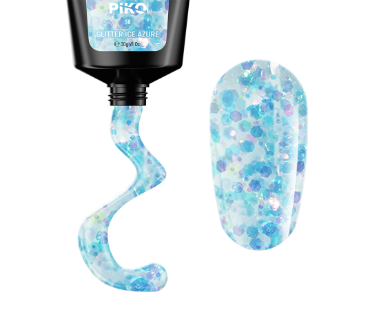 Полигел PIKO polygel color 30 гр 58 Glitter Ice Azure,1,LilaCare Bulgaria