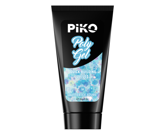 Полигел PIKO polygel color 30 гр 58 Glitter Ice Azure,2,LilaCare Bulgaria