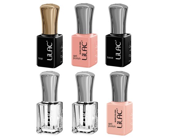 Kомплект за гел лак в домашни условия Lilac Nude 6 гел лакове L016 si L018, печка за нокти комплект за маникюр,1,LilaCare Bulgaria