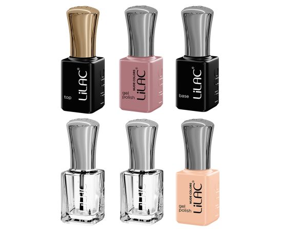 Kомплект за гел лак в домашни условия Lilac Nude 6 гел лакове L015 si L019, печка за нокти комплект за маникюр,1,LilaCare Bulgaria