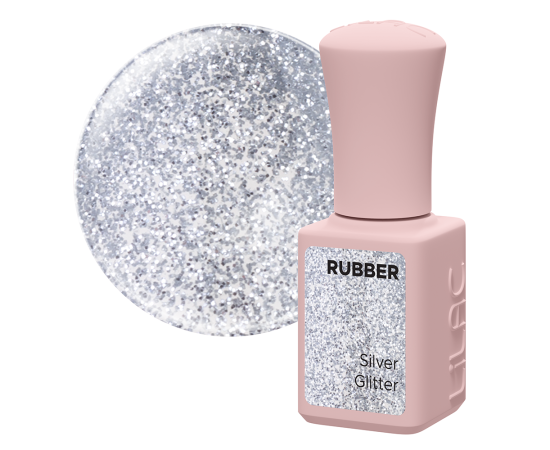 Гел лак Lilac Rubber Silver Glitter,1,LilaCare Bulgaria