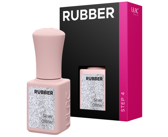 Гел лак Lilac Rubber Silver Glitter,1,LilaCare Bulgaria