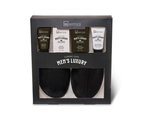 Подарък за мъж IDC INSTITUTE MEN'S LUXURY SLIPPERS SET, бръснарски комплект, подаръци за коледа, подаръци за рожден ден,1,LilaCare Bulgaria