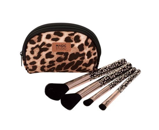 Подарък за жена MAGIC STUDIO WILD SAFARI SAVAGE 4 PIECE BRUSH SET, комплект четки за грим, подаръци за коледа, подаръци за рожден ден,1,LilaCare Bulgaria