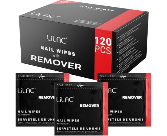 Салфетки за нокти с течност за премахване на гел лак, soak off remover Lilac, 120 бр,1,LilaCare Bulgaria