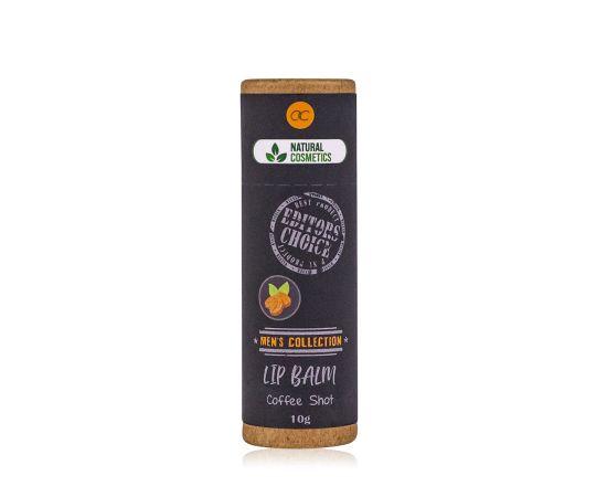 Подарък за мъж, Балсам за устни, Lipbalm Men´s Collection 10g in brown paper tube, handmade, aroma: coffee shot, color: cream white, подаръци за коледа,1,LilaCare Bulgaria