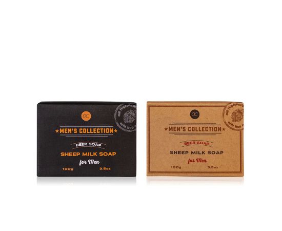 Подарък за мъж, сапун, 100g sheep milk soap MEN'S COLLECTION handmade with hop extract fragrance: men´s musk, col. orange2 in display, подаръци за коледа,1,LilaCare Bulgaria