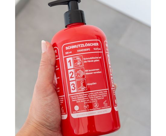 Подарък за мъж, течен сапун, 500ml hand soap DIRT EXTINGUISHER in fire extinguisher shaped bottle, fragrance: Musk, col. red/white, подаръци за коледа,2,LilaCare Bulgaria