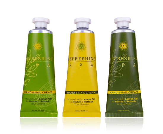 Подарък за жена, крем за ръце, Hand care set REFRESHING SPA in gift box, 3 * 60ml hand & nail cream, infused with Lemon Oil, fragrance: Lemon & Jasmine, col. green/yellow/brown, подаръци за коледа,1,LilaCare Bulgaria