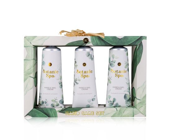 Подарък за жена, крем за ръце, Hand care set BOTANIC SPA in paper gift box, 3 * 60ml hand & nail cream, fragrance: Eucalyptus & Lemongrass, col. green/white/gold, подаръци за коледа,1,LilaCare Bulgaria