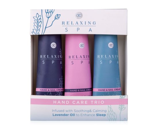 Подарък за жена, крем за ръце, Hand care set RELAXING SPA in gift box, 3 * 60ml hand & nail cream, infused with Lavender Oil, fragrance: Lavender & Chamomile, col. blue/lilac, подаръци за коледа,1,LilaCare Bulgaria