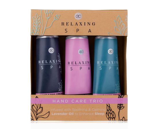 Подарък за жена, крем за ръце, Hand care set RELAXING SPA in gift box, 3 * 60ml hand & nail cream, infused with Lavender Oil, fragrance: Lavender & Chamomile, col. blue/lilac/brown, подаръци за коледа,1,LilaCare Bulgaria