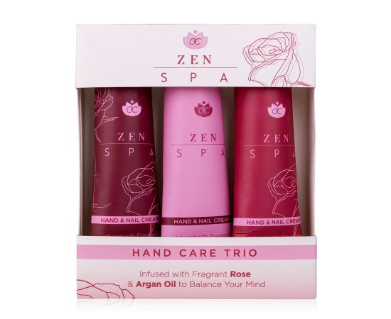 Подарък за жена, крем за ръце, Hand care set ZEN SPA in gift box, 3 * 60ml hand & nail cream, infused with Rose and Argan Oil, fragrance: Rose & Argan, col. red, подаръци за коледа,1,LilaCare Bulgaria