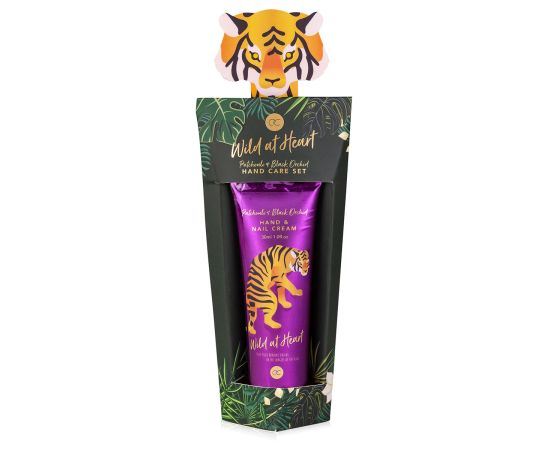 Подарък за жена, крем за ръце, Пила за нокти, Hand care set WILD AT HEART in gift box, 30ml hand & nail cream, nail file, fragrance: Patchouli & Black Orchid, col. green/gold/black, подаръци за коледа,1,LilaCare Bulgaria