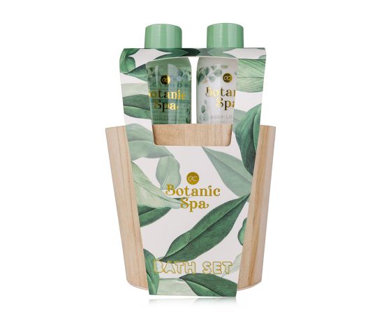 Подарък за жена, душ гел, лосион за тяло, Bath set BOTANIC SPA in wooden bucket, 100ml shower gel, 100ml body lotion, fragrance: Eucalyptus & Lemongrass, col. green/white/gold, подаръци за коледа,1,LilaCare Bulgaria