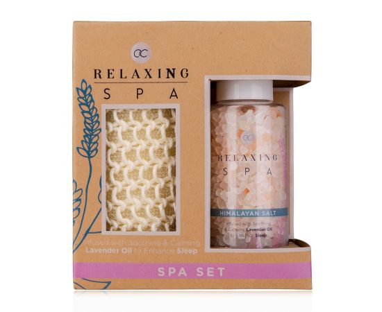 Подарък за жена, соли за вана, Wellness set RELAXING SPA in gift box, 120g himalayan bath salt, sisal pad, infused with Lavender Oil, fragrance: Lavender & Chamomile, col. blue/lilac, подаръци за коледа,1,LilaCare Bulgaria