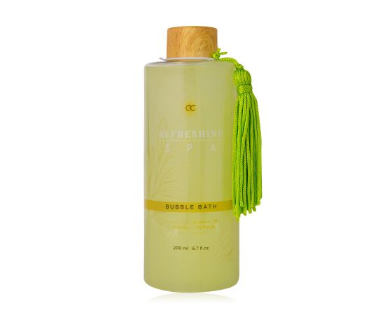 Душ гел, 200ml bubble bath REFRESHING SPA with tassel, infused with Lemon Oil, fragrance: Lemon & Jasmine, col. green/yellow, подаръци за коледа,1,LilaCare Bulgaria