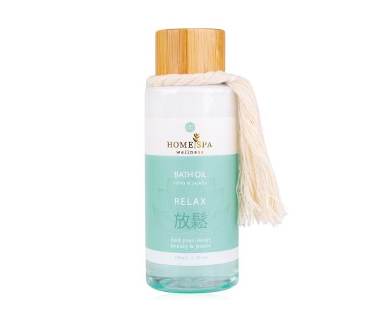 Масло за вана, 100мл bath oil HOME SPA with tassel, fragrance: Lotus & Jojoba, col. mint green/brown/white2 in display, подаръци за коледа,1,LilaCare Bulgaria